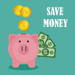 save money set icons vector illustration design