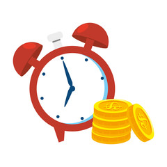 alarm clock time with coins vector illustration design