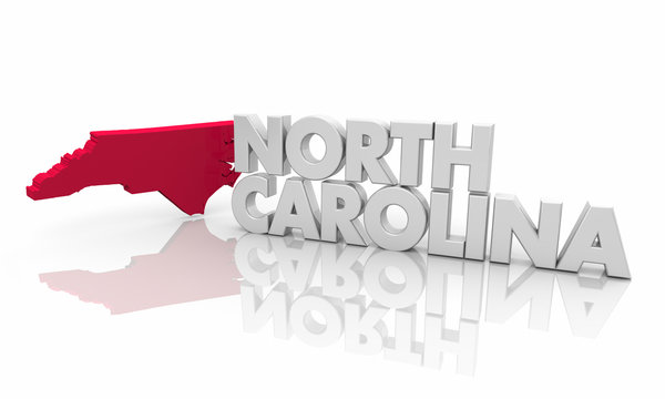 North Carolina NC Red State Map Word 3d Illustration