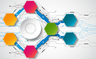 Abstract technological background concept with various technology elements. illustration Vector