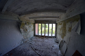 Obraz premium Totally marauded and vandalised sanatorium. . Kiev region. Ukraine