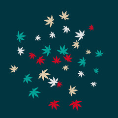 Cute vegetative pattern with simple small leaves for a greeting card or poster. Vector background for spring or summer design