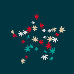 Cute vegetative pattern with simple small leaves for a greeting card or poster. Vector background for spring or summer design