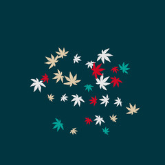 Cute vegetative pattern with simple small leaves for a greeting card or poster. Vector background for spring or summer design