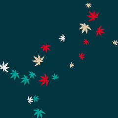 Cute vegetative pattern with simple small leaves for a greeting card or poster. Vector background for spring or summer design