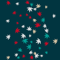 Fototapeta na wymiar Cute vegetative pattern with simple small leaves for a greeting card or poster. Vector background for spring or summer design