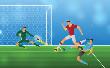 Soccer player in action on stadium background