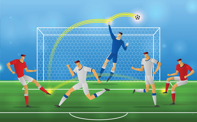 Soccer player in action on stadium background