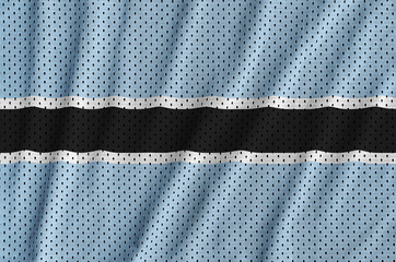 Botswana flag printed on a polyester nylon sportswear mesh fabric with some folds