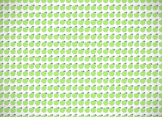 Horizontal card. Pattern with cartoon green apples.