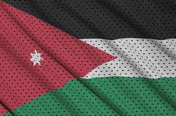 Jordan flag printed on a polyester nylon sportswear mesh fabric with some folds