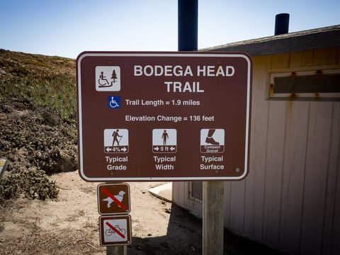 Bodega Head Trail Head Sign, Bodega Bay, California, United States