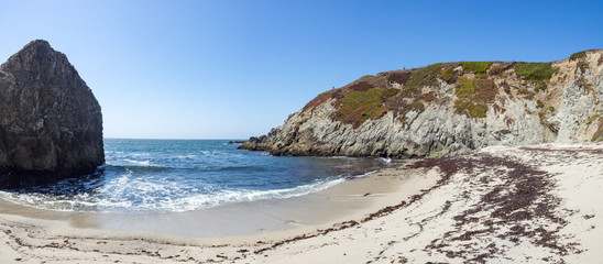 Beach and dramatic cliffs at Bodega Head Trail, Bodega Bay, California United States on sunny...