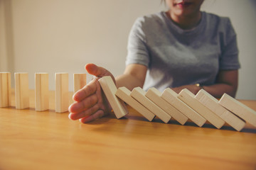 Protecting Assets From Domino Effect. Stop Loss Concept For Stock Exchange Market.