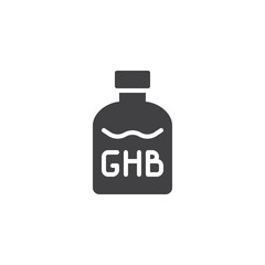 GHB bottle vector icon. filled flat sign for mobile concept and web design. Drugs simple solid icon. Symbol, logo illustration. Pixel perfect vector graphics