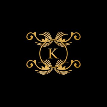 Abstract letter K logo design, Gold, beauty industry and fashion logo, letter K luxury logo design, suitable for brand identity