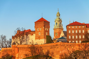 Fototapeta premium Wawel hill with royal castle in Krakow