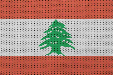 Lebanon flag printed on a polyester nylon sportswear mesh fabric with some folds