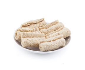 Indian Sweet Gajak Food Also Know As Dry Fruit Roll Isolated on White Background