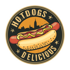 Stamp or label with Hotdog - 203489329
