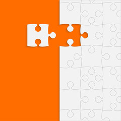 Orange Background Puzzle. Jigsaw Puzzle Banner.