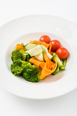 fresh vegetables on white plate