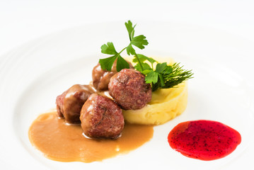 Homemade Swedish Meatballs and mashed potato