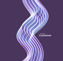 Wavy background with motion effect. 3d technology style. Vector illustration.