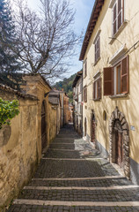 Tagliacozzo (Italy) - A small pretty village in the province of L'Aquila, in the mountain region of Abruzzo, during the spring. Here the historic center.