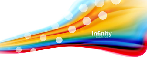 Vector flowing liqiud colors isolated on white, wave abstract background