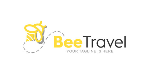 Bee Travel Logo Design Concept Vector Fly Transportations Holiday Yellow Graphic