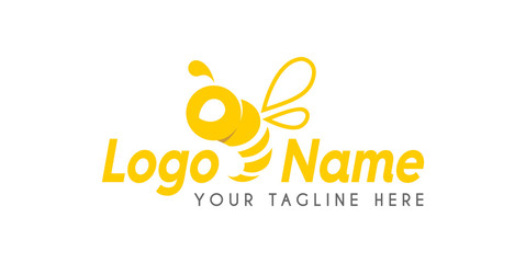 Fototapeta na wymiar Awesome Mascot Bee Logo Concept Modern Yellow Design Vector