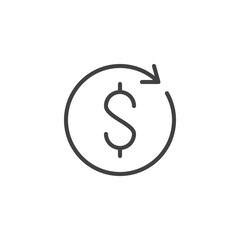 Rotate arrow and dollar vector icon. filled flat sign for mobile concept and web design. Exchange simple solid icon. Symbol, logo illustration. Pixel perfect vector graphics