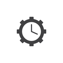 Clock gear vector icon. filled flat sign for mobile concept and web design. Time Management simple solid icon. Symbol, logo illustration. Pixel perfect vector graphics