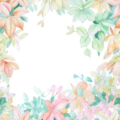 Colorful watercolor leaf combination