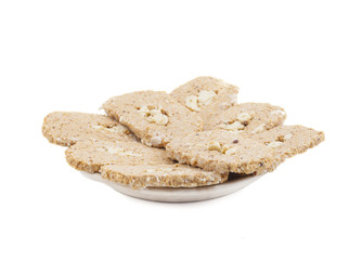 Indian Sweet Gud Kaju Gajak Isolated on White Background