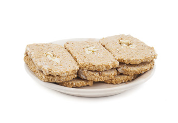 Indian Sweet Gud Kaju Gajak Isolated on White Background