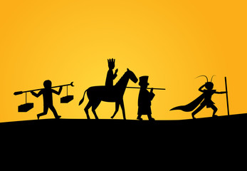 Closeup Journey to the West in silhouette vector