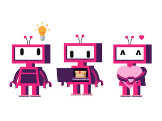 Cute robot character set