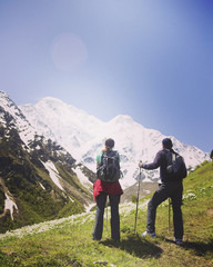 Fototapeta premium The Tour du Mont Blanc is a unique trek of approximately 200km around Mont Blanc that can be completed in between 7 and 10 days passing through Italy, Switzerland and France.