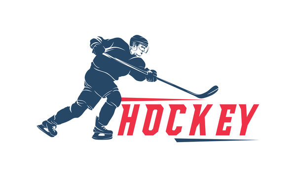 hockey player logo silhouette vector illustration