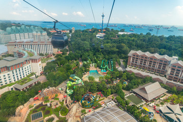 Sentosa Island, Singapore - July 01, 2016: The view from cable car.