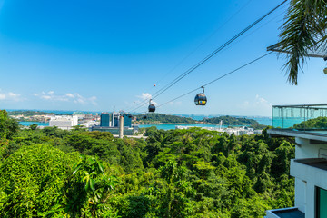 Sentosa Island, Singapore - July 01, 2016: The view from cable car.
