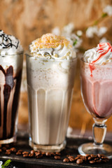 milkshakes with whipped cream