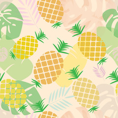 Pineapple seamless pattern for textile design background. Vector illustration EPS10.