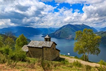 St. Geronimo church by the village Camaggiore overlooking the Como lake, Italy