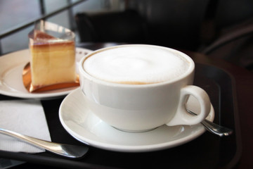 A cup of coffee in the cafe