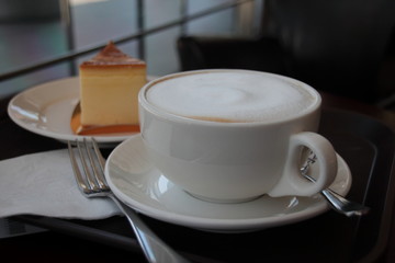 A cup of coffee in the cafe
