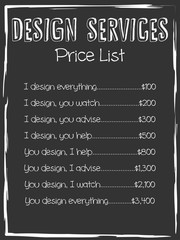 Design Service Price List Funny Terms & Prices Chalkboard Text Poster