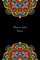 Vector card template with abstract colorful pattern border - 203499778